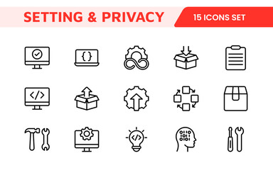 Settings and Maintenance Icon Set. Sleek and functional icons for user interfaces, perfect for enhancing apps and websites with intuitive navigation for settings, updates, and maintenance.