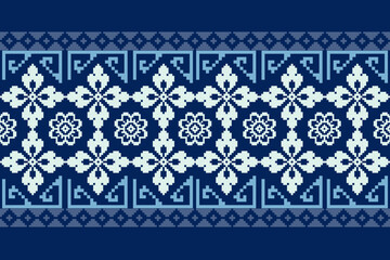 Abstract geometric ethnic pattern design for clothing, fabric, background, wallpaper, wrapping, batik. Knitwear, Pixel pattern, Embroidery style. Vector illustration