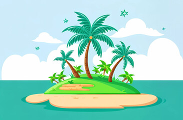 Travel concept. Palm trees on the island