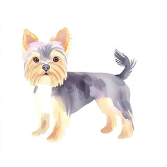 Fototapeta premium Yorkshire Terrier Dog Watercolor Painting: Simple and Elegant Pet Portrait