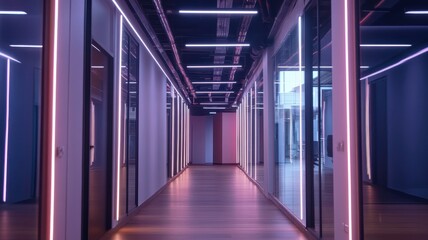 Naklejka premium Group of Business people walking in the office corridor,People in business center walking at hall,motion go around at coworking space,Wide image,Concept of office life,co working space.