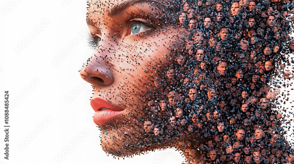 Poster Artistic expression of identity digital realm conceptual artwork abstract environment close-up view human connection