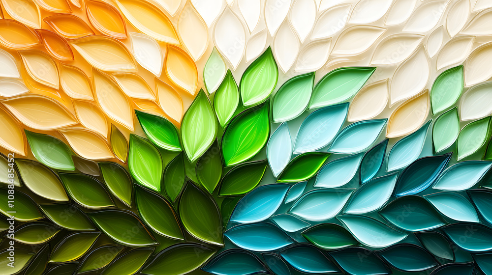 Aufkleber artistic leaf patterns abstract design colorful imagery digital art close-up view nature inspired