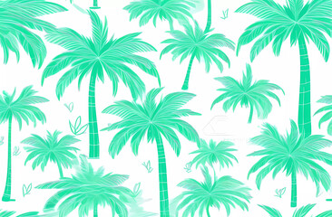 Hand drawn tropical palm tree isolated on white background