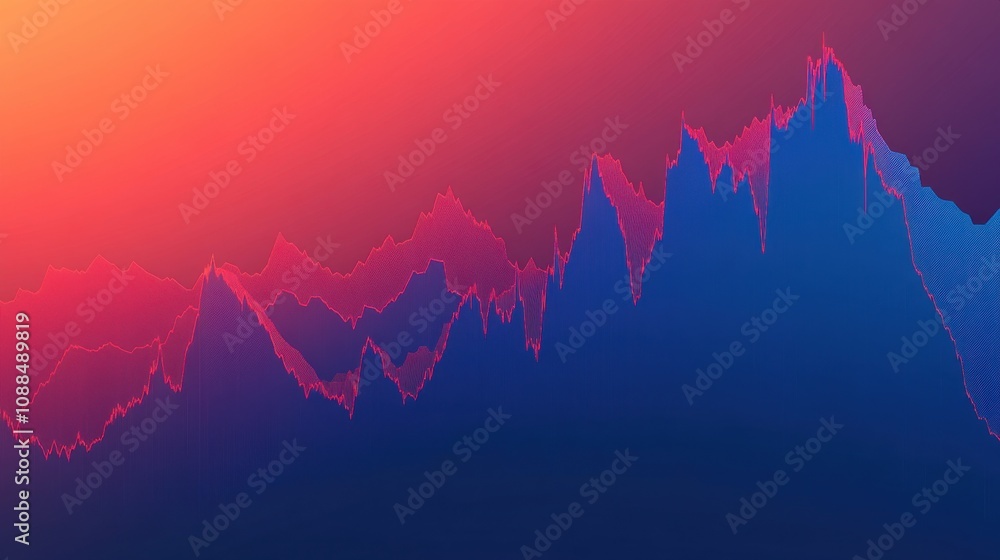 Aufkleber abstract financial market data visualization with vibrant colors showing upward trends and fluctuati