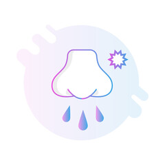 Runny Nose Icon – Nose with Droplets, Representing Allergies, Cold, and Nasal Discomfort