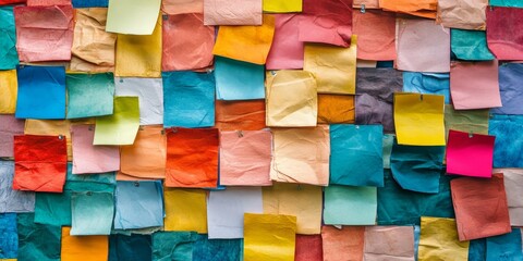 Holidays theme showcased through a conceptual notice board filled with vibrant pieces of paper, each representing unique aspects of the holidays, inviting reflection on holiday experiences.