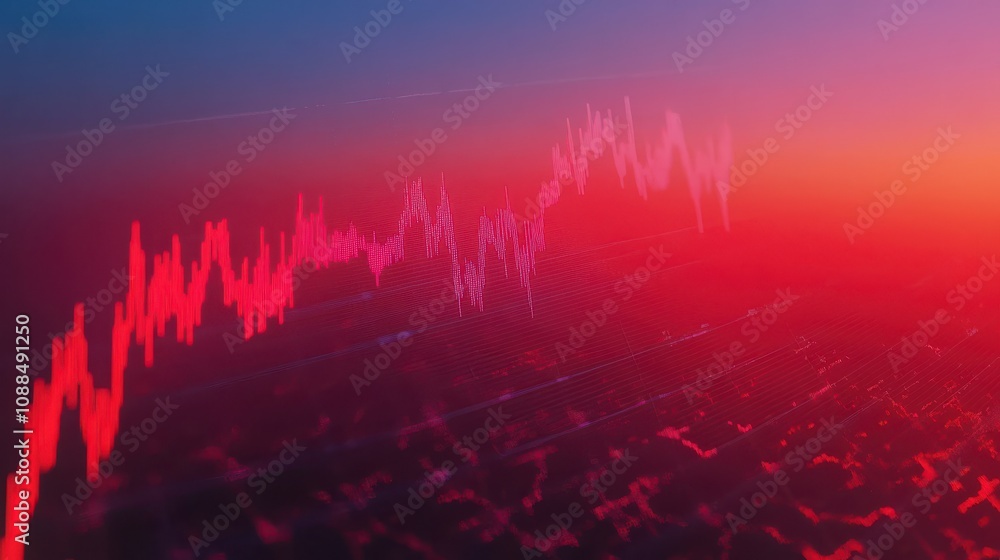 Poster abstract representation of financial data trends in vibrant colors with a light gradient effect over