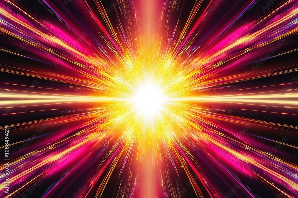Poster dynamic color explosion with flare effect and optical glow