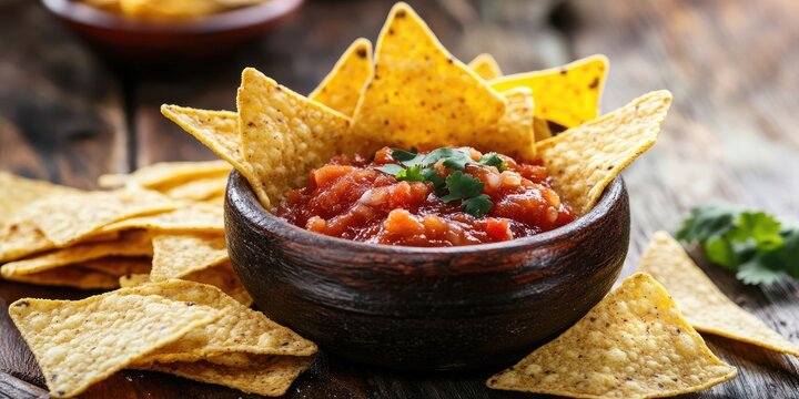 Savory snacks, including salty crackers and tortilla chips, served with a delicious salsa dip for a perfect flavor combination that enhances the experience of enjoying savory snacks.