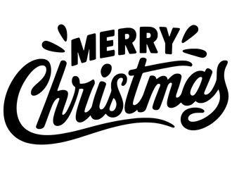 Merry Christmas Black and White Silhouette Typography Vector Art Illustration for Celebrating Merry Christmas Festival 