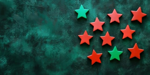Green stars represent positive feedback, while the red star symbolizes negative feedback. This visual illustrates the concept of recommendations and feedback effectively through color.