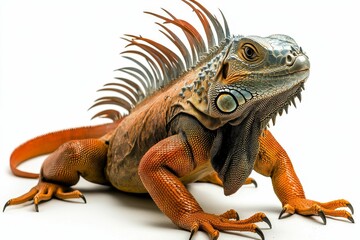 Obraz premium Orange iguana with sharp claws.