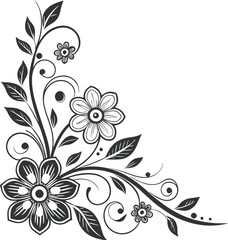 Sophisticated Black Silhouette Floral Corners