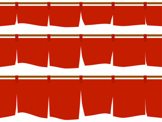 飲食店の暖簾パーツセットA：濃赤