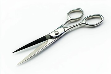 Fototapeta premium Shiny silver scissors isolated on white.