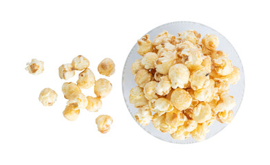 popcorn in a glass bowl isolated