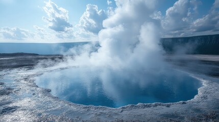 Geyser Erupting in a Volcanic Landscape