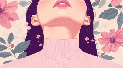 Artistic representation of self-reflection floral background digital illustration serene environment close-up view inner peace concept