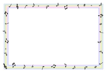 五線譜のフレームに木の音符を飾った長方形のフレーム