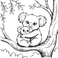 Obraz premium Koala Coloring Page Koala Line Art Koala Coloring Page