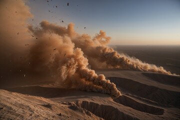 Illuminated Dust and Debris Soaring in a Vast Landscape