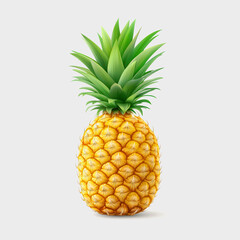 Fototapeta premium Realistic and Vibrant Pineapple Illustration Showcasing Lush Green Leaves and Textured Yellow Skin as a Perfect Visual for Summer Themes and Tropical Designs