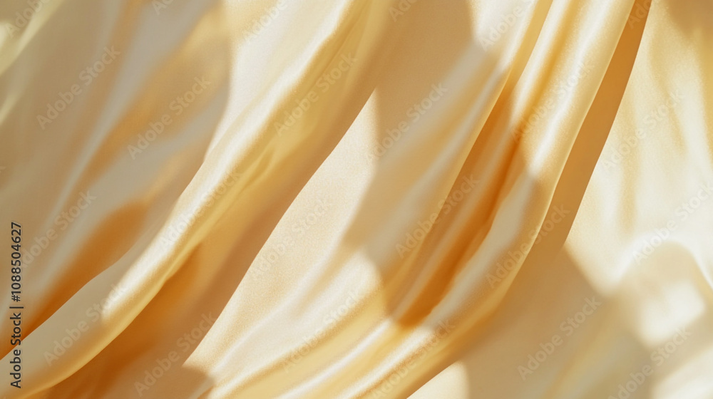 Poster flowing silk fabric gently illuminated by soft light in a serene setting