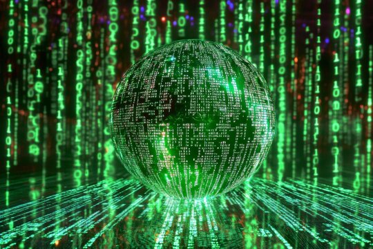 Digital Sphere in a Matrix-like Green Code Environment - Powered by Adobe