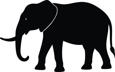 Fototapeta premium elephant black silhouette isolated vector art Illustration with white background 