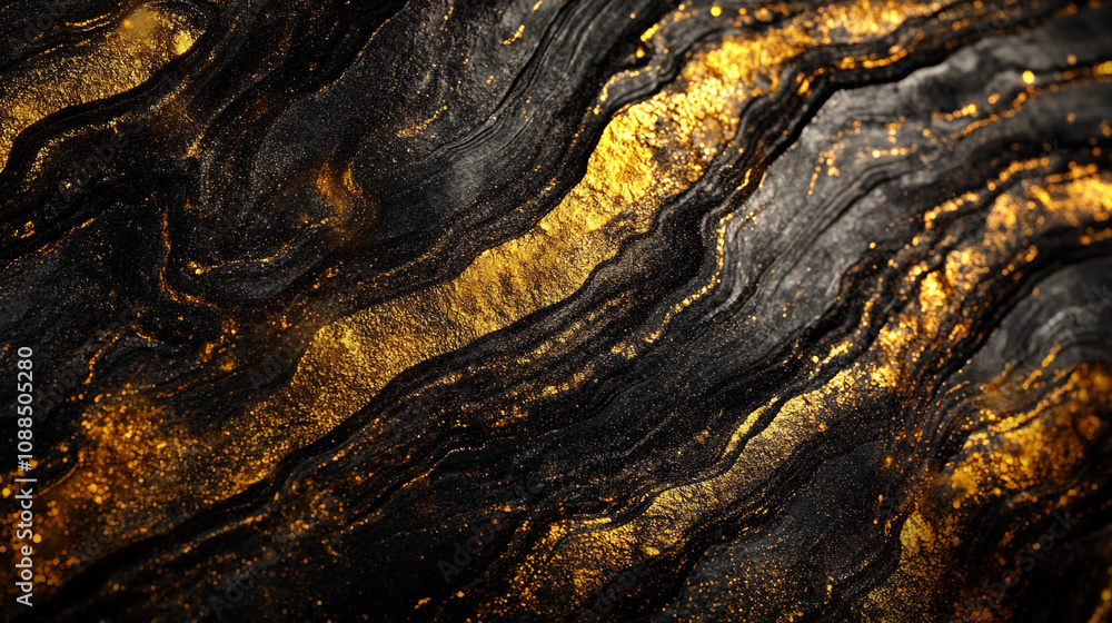 Aufkleber intricate patterns of black and gold create a striking abstract design