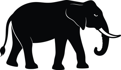 Fototapeta premium elephant black silhouette isolated vector art Illustration with white background 