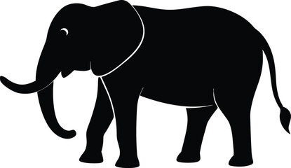 Fototapeta premium elephant black silhouette isolated vector art Illustration with white background 
