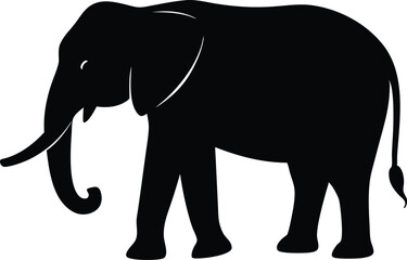Fototapeta premium elephant black silhouette isolated vector art Illustration with white background 
