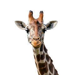 Obraz premium A giraffe standing, isolated on white background. png isolated background. transparent background.