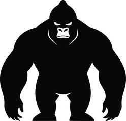 gorilla black silhouette isolated vector art Illustration with white background