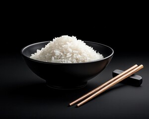Steaming white rice bowl kitchen food photography dark setting close-up