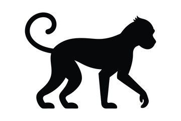Obraz premium monkey black silhouette isolated vector art Illustration with white background