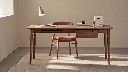 A workspace with wooden walls and warm lighting, creating a cozy and inviting atmosphere ideal for staying focused and productive throughout the entire workday.