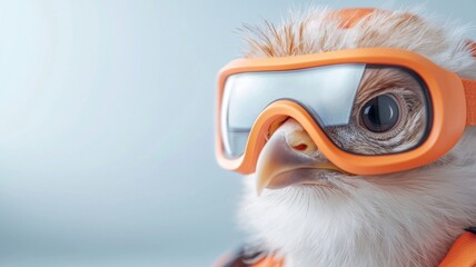 Obraz premium Adventurous owl in ski goggles indoor studio animal portrait whimsical vibe