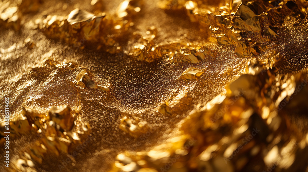 Poster golden texture creates a shimmering illusion of depth and richness in close-up view