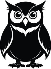 Fototapeta premium owl black silhouette isolated vector art Illustration with white background