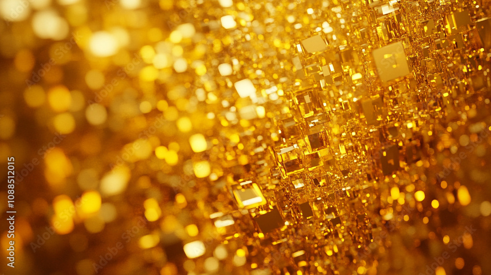 Aufkleber golden abstract texture with shimmering light reflections in a fluid design
