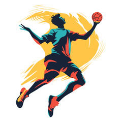 Obraz premium Explosive Handball Athlete with Fiery Action Strokes