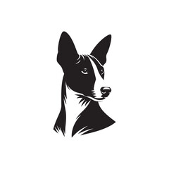 Basenji Silhouette - Minimal Basenji Dog Vector - Dog Illustration.