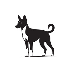 Basenji Silhouette - Minimal Basenji Dog Vector - Dog Illustration.