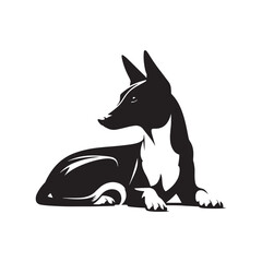 Basenji Silhouette - Minimal Basenji Dog Vector - Dog Illustration.