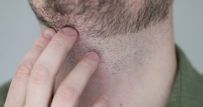 Man neck with stubble and skin