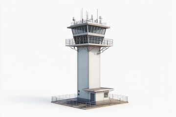 3D visualization of an air traffic control tower with a clear backdrop.