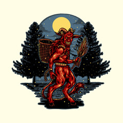 Christmas Krampus vector illustration